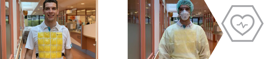 Pflegepersonal in der Kühlweste eines Spitzensportlers